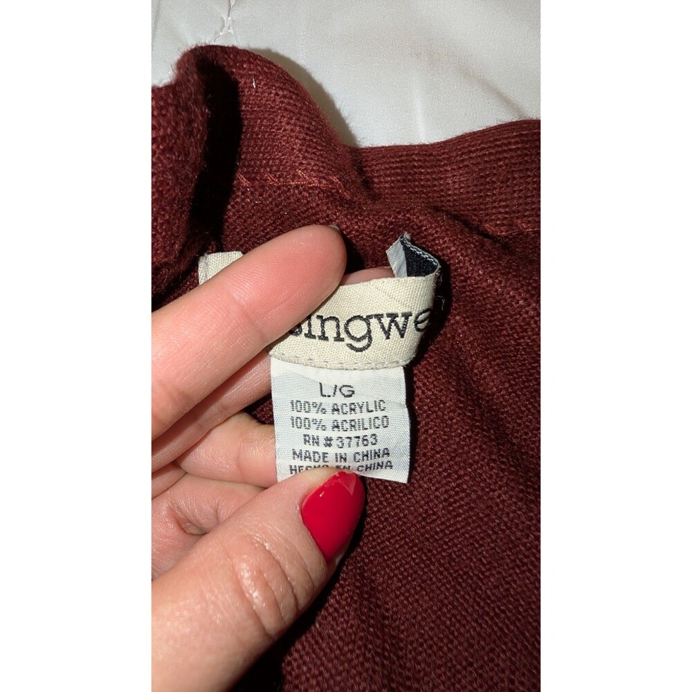 Munsingwear Mens Burgundy Long Sleeve Crew Neck Knit Pullover Sweater L - Picture 2 of 6
